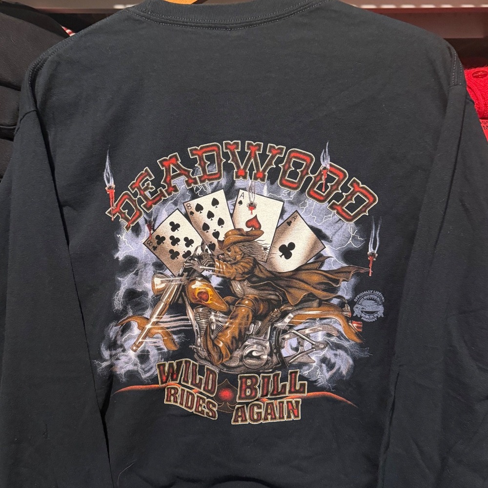 Vintage y2k Deadwood Biker Black Long Sleeve Mens Medium Shirt - Picture 5 of 5